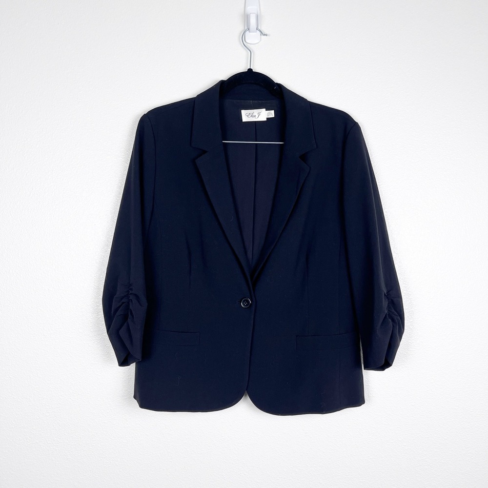 Eliza J Women's Single Button Closure Lined Blazer Black Sz L